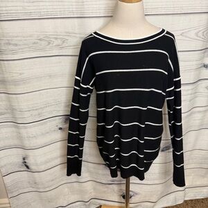 Banana Republic Black and White Striped Sweater Italian merino wool
